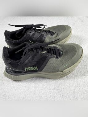 HOKA Transport X Running Shoes Olive Green Black Women's 6 Carbon Plate